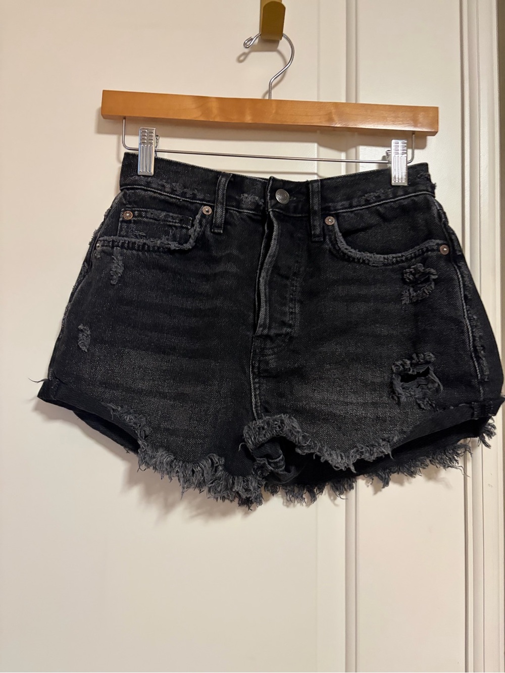 🖤☮️We The Free Black Distressed High-Rise Denim Cut Off Jean Shorts☮️🖤